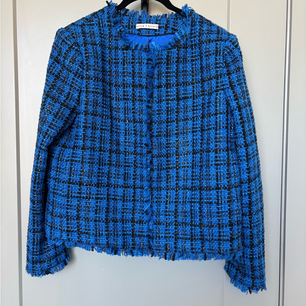 Alice + Olivia Blue and Black Tweed Blazer - Picture 2 of 7